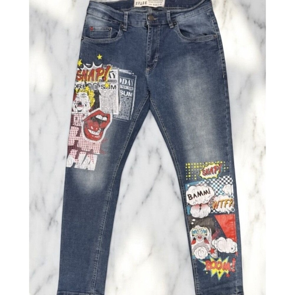 Spark Jeans Mens Premium Studio Collection 34x30 Blue Denim Straight Leg Stretch